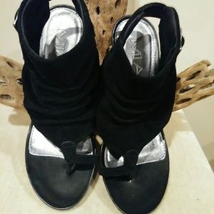 Mia Black Suede Maiden Wedge 7M